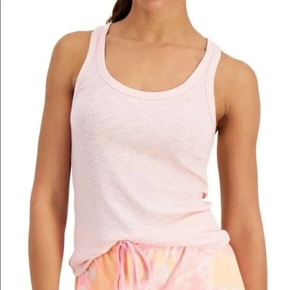 Jenni Peachskin Pink Solid Ribbed Lounge Pajama Tank Top Small NWT